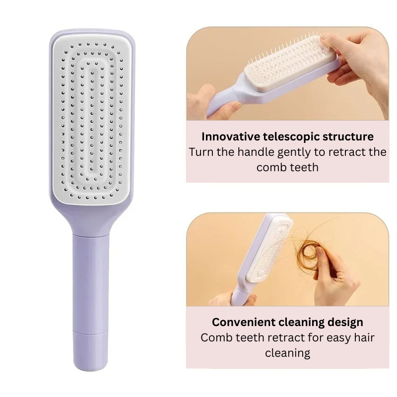 Self-Cleaning Rotating Hairbrush – Effortless Detangling & Shine