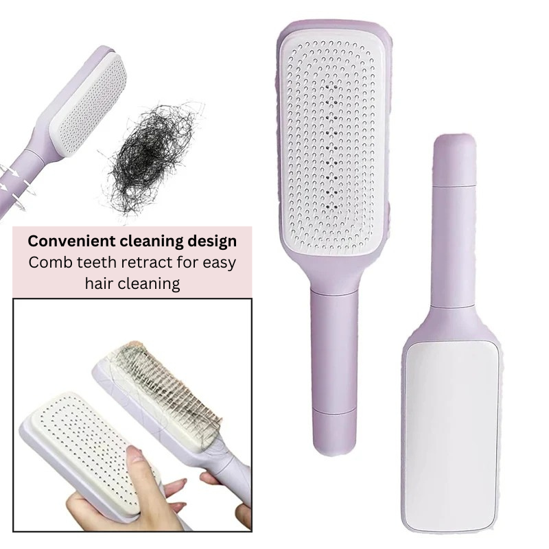 Self-Cleaning Rotating Hairbrush – Effortless Detangling & Shine